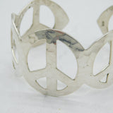 Sterling Silver Graduated Peace Sign Cuff Bangle Bracelet Vintage c1980