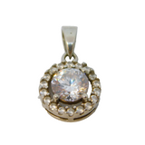 Sterling Silver Spinel Set Round Charm Pendant Vintage c1970
