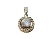 Sterling Silver Spinel Set Round Charm Pendant Vintage c1970