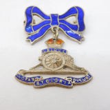 Sterling Silver Blue Enamel Royal Artillery Sweetheart Brooch Antique c1940