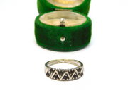 Sterling Silver Smoked Topaz ZigZag Design Ring Vintage c1970 Size P