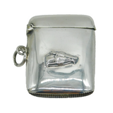 George V Sterling Silver Equestrian Interest Vesta Case Antique 1911 Birmingham