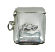 George V Sterling Silver Equestrian Interest Vesta Case Antique 1911 Birmingham