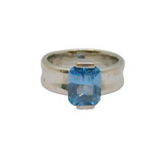Sterling Silver Blue Topaz Wide Band Studio Style Ring Vintage c1970 Size P
