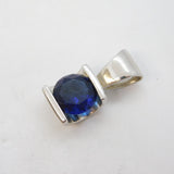 Sterling Silver Blue Paste Stone Set Drop Charm Pendant Vintage c1970s