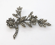 Sterling Silver Marcasite Set Floral Dress Brooch Pin Antique c1930 Art Deco