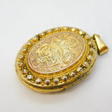 Victorian Sterling Silver Gilt Floral Pattern Sweetheart Locket Antique c1880