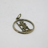 Sterling Silver Cut Out St Christopher Travel Charm Pendant Vintage c1970