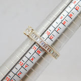 Sterling Silver Channel Set CZ & Princess Cut Eternity Ring Modern c1990 Size V