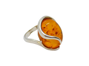 Sterling Silver Baltic Amber & Silver Swirl Dress Ring Vintage c1970 Size M 1/2