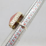 Sterling Silver Faceted Rhodonite Statement Ring Contemporary c1990 Size M 1/2