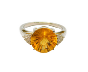 Sterling Silver Faceted Yellow & White Crystal Cocktail Modern c2000 Size R 1/2