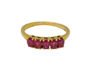 Sterling Silver 5 Natural Ruby Half Eternity Dress Ring Modern c1990 Size P