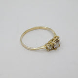 Sterling Silver Three Stone CZ Engagement Band Ring Modern c1990 Size O 1/2