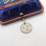 Sterling Silver Threepence Coin Charm Pendant Antique 1936 King George V