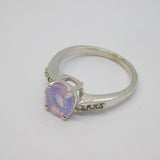 Sterling Silver Lavender Quartz & White Sapphire Ring Vintage c1970 Size N 1/2