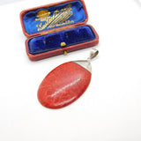 Large Sterling Silver & Red Jasper Drop Form Pendant Vintage c1980