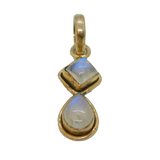 Sterling Silver Cabochon Rainbow Moonstone Studio Drop Pendant Vintage c1970s