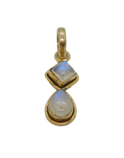 Sterling Silver Cabochon Rainbow Moonstone Studio Drop Pendant Vintage c1970s