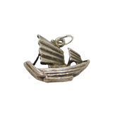 Sterling Silver Viking Ship Charm Pendant Vintage c1970s