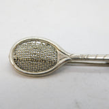 Sterling Silver Tennis Racket Small Brooch or Tie Pin Antique c1940s
