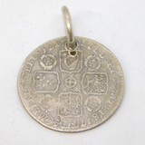George II Sterling Silver Lima Sixpence Coin Fob Pendant Antique 1745