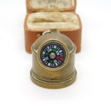 Brass Campaign Compass Fob Pendant Antique c1930 Art Deco