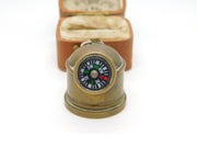 Brass Campaign Compass Fob Pendant Antique c1930 Art Deco