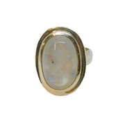 Sterling Silver Oval Moonstone Cabochon Statement Ring Vintage c1970 Size R