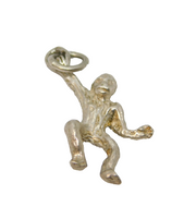 Sterling Silver Textured Swinging Ape Charm Pendant Vintage c1970