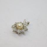 .835 Silver Pearl & Paste Set Cluster Charm Pendant Vintage c1970