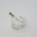 Sterling Silver Faceted Glass Drop Charm Pendant Vintage c1970
