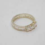Sterling Silver Channel Set CZ & Princess Cut Eternity Ring Modern c1990 Size V