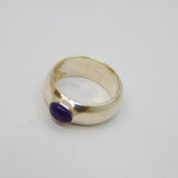 Sterling Silver Cabochon Amethyst Wide Band Studio Ring Modern c1997 Size M