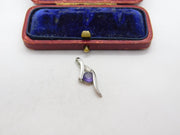 Sterling Silver Amethyst Swirl Drop Charm Pendant Vintage c1970