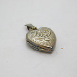 Sterling Silver Small Patterned Heart Double Locket Charm Pendant Vintage c1970