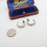 Pair of Sterling Silver & Diamond Paste Cuff Earrings Vintage c1970