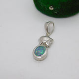 Sterling Silver Star Over Opal Drop Charm Pendant Vintage c1970
