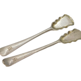 George III Pair of Sterling Silver Salt Shovel Spoons Antique c1760s London