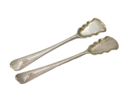 George III Pair of Sterling Silver Salt Shovel Spoons Antique c1760s London