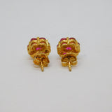 Pair Of Gold On Sterling Silver 7 Ruby Cluster Stud Earrings Contemporary c2010