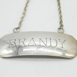 Royal Irish Silver Co. Sterling Silver Brandy Decanter Label Vintage 1978