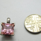 Sterling Silver and Pink Quartz Drop Charm Pendant Vintage c1970