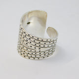 Sterling Silver Studio Style Graduating Wide Band Open Ring Vintage c1970 Size S