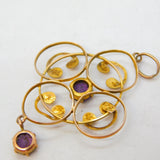Edwardian 9ct Rose Gold & Amethyst Lavalier Drop Pendant Antique c1910