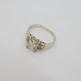 Sterling Silver 5 Stone Emerald Cut CZ Set Dress Ring Modern c1990 Size P