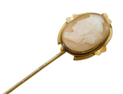 Victorian Rolled Gold Carved Shell Cameo Stick Pin Antique c1880s