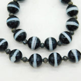 Sterling Silver Banded Agate Glass Jewellery Suite Necklace, Bracelet, Earrings