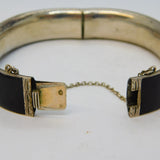 19th Century German Sterling Silver & Black Enamel Mourning Bangle Antique