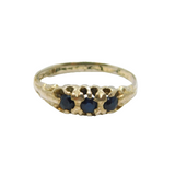 Sterling Silver Three Stone Sapphire Ring Vintage 1981 Birmingham Size L 1/2